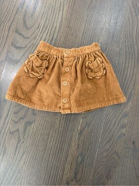 Emile et Ida Girls' Corduroy Button Skirt - Caramel Brown